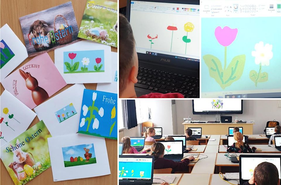 Klasse 2a erstellt eigene Osterkarte am Computer